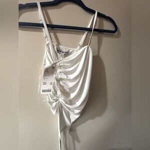 White Ruched Tank Top